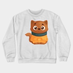 Little Cute Cat in a Warm Sweater and Scarf Crewneck Sweatshirt